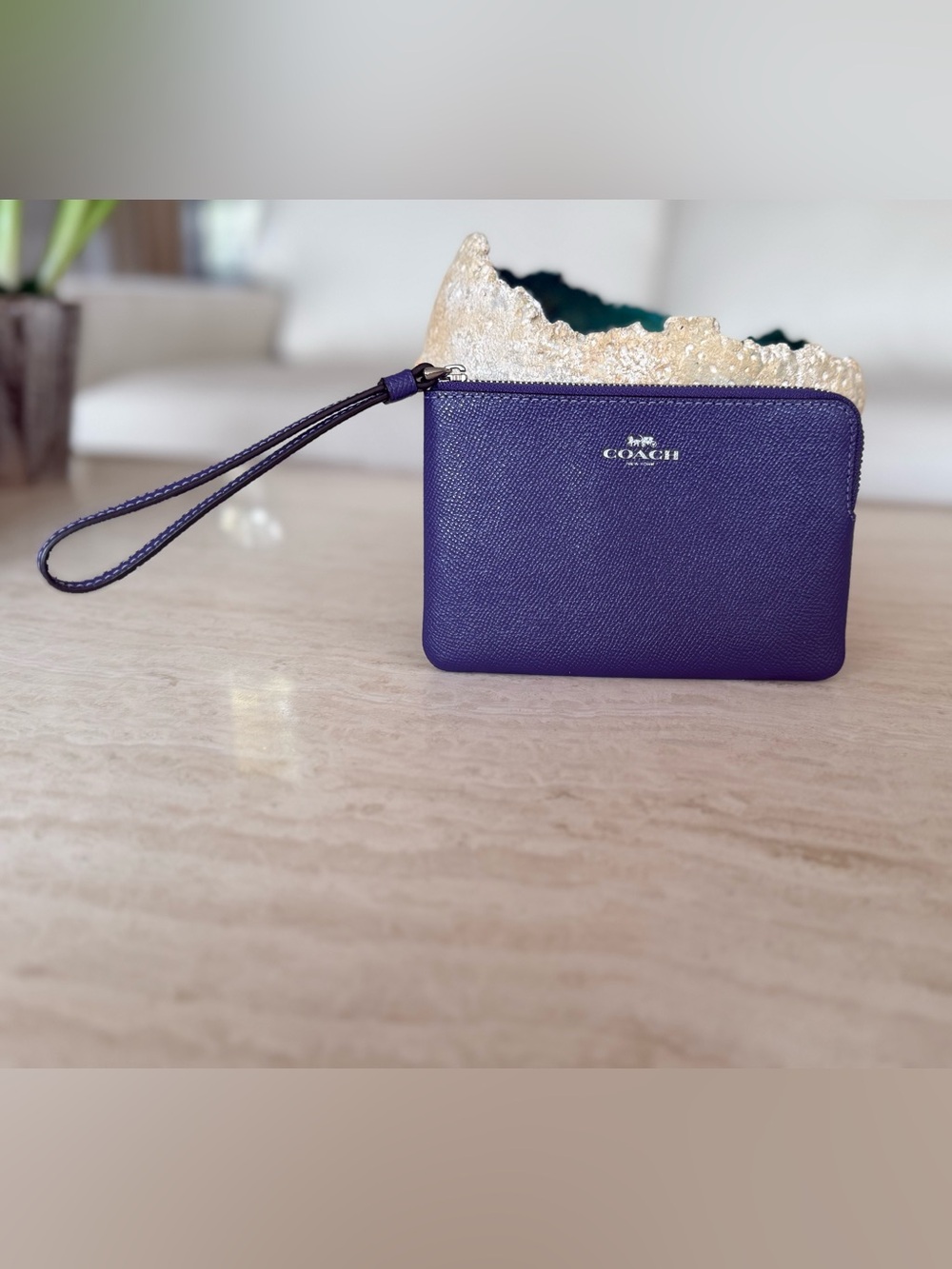 Coach Deep Purple Leather Wristlet